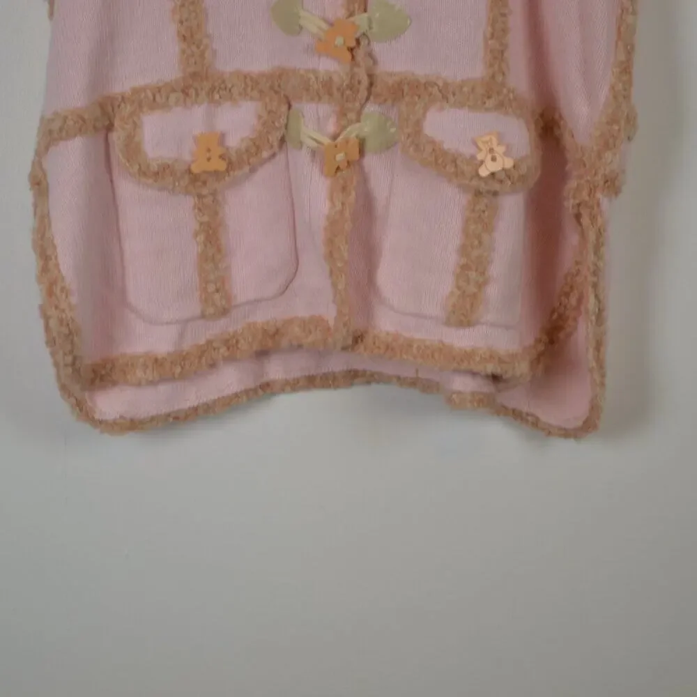 Storybook Knits Womens XL Sleeveless Barbiecore Button Down 3 Pocket Pink Vest